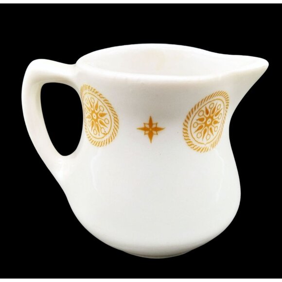 Shenango China Creamer Handle Gold Medallion Star Pattern Vintage 2.75" 1970s - Picture 8 of 14